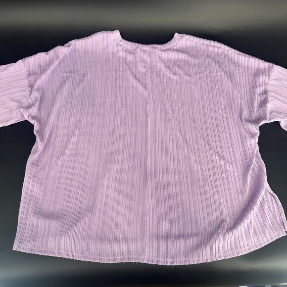 Discount Divas Raised Rib Easy-Fit Dolman 3/4 Sleeve Top Lavender Purple Size Me - Picture 4 of 9